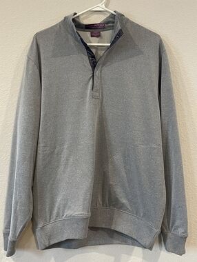 Martin Timeless As The Game Mens Grey Golf Easy Care 1/4 Snap Button Pullover LG